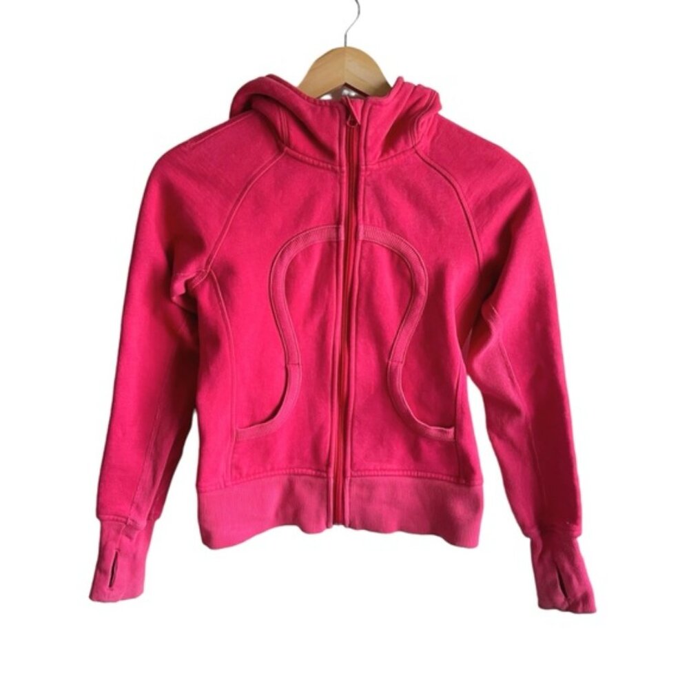 Lululemon Scuba Hoodie Size 2 Pink Raspberry Glo Light - Picture 2 of 13